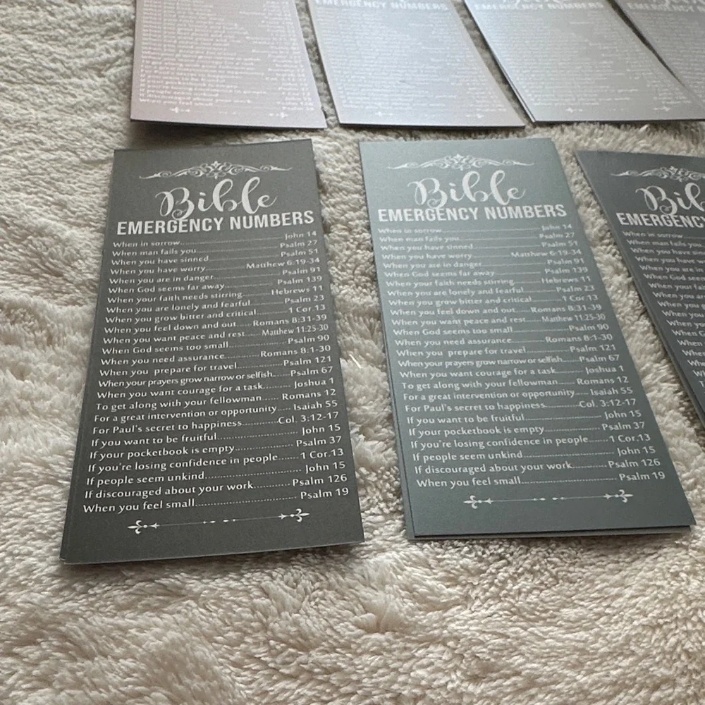 Bible Emergency Numbers Bookmarks Set of 20 6” x 2.5” Invitation to Christ NWT